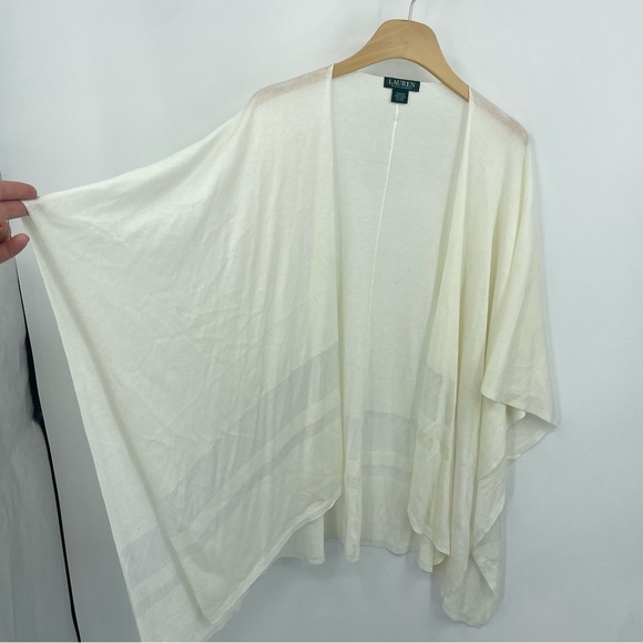 Ralph Lauren Wrap cardigan poncho cream lightweight striped one size - Picture 1 of 5